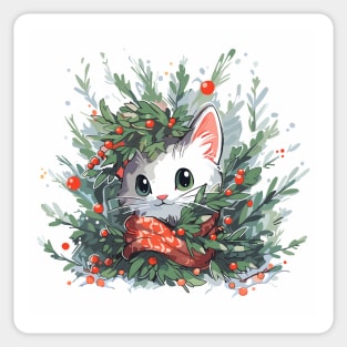 A cat ready for the winter season Sticker